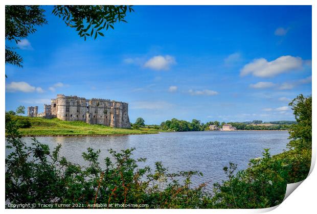 Carew Castle and Tidal Mill, Pembrokeshire Print by Tracey Turner