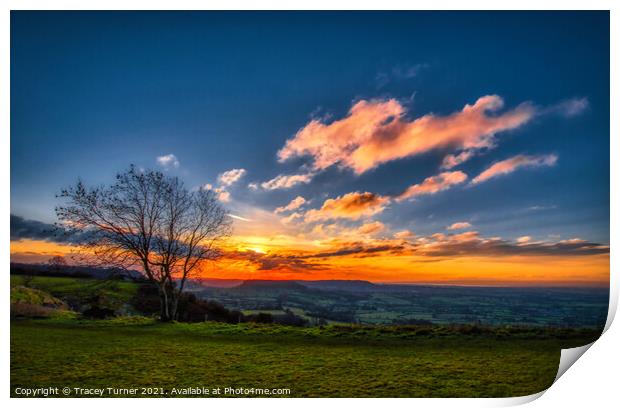 Sunset over the River Severn from Coaley Peak Print by Tracey Turner