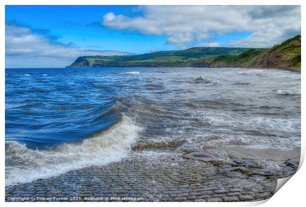 'Tides in!' Slipway View at Robin Hood's Bay Print by Tracey Turner