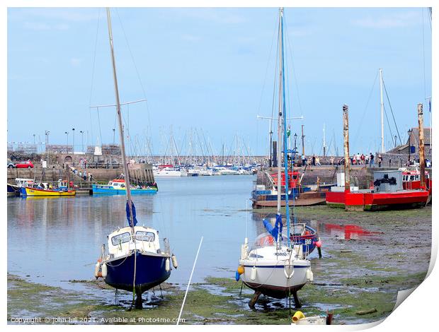 Brixham harbours at Devon. Print by john hill