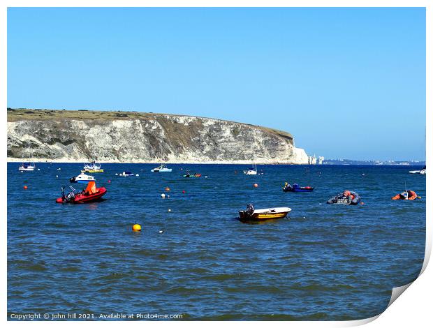 Swanage bay in Dorset, UK. Print by john hill