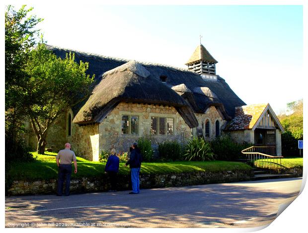 Thatched church at Freshwater on the Isle of Wight Print by john hill