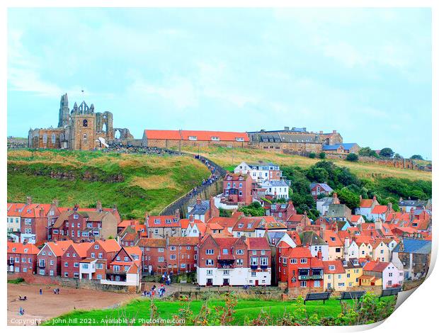 Old Town of Whitby in North Yorkshire Print by john hill