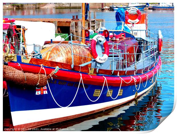 Mary Ann Hepworth lifeboat at Whitby. Print by john hill