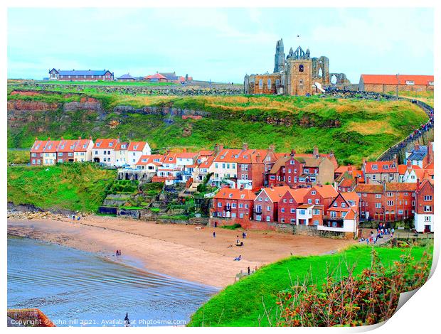 Old Whitby at North Yorkshire in England. Print by john hill