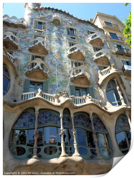 Casa Batllo at Barcelona in Spain. Print by john hill
