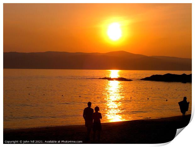 Greek Island sunset Print by john hill