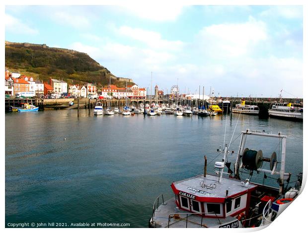 The Harbour, Scarborough, Yorkshire. Print by john hill