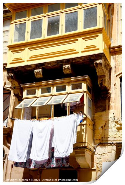Washing Line, Malta. Print by john hill