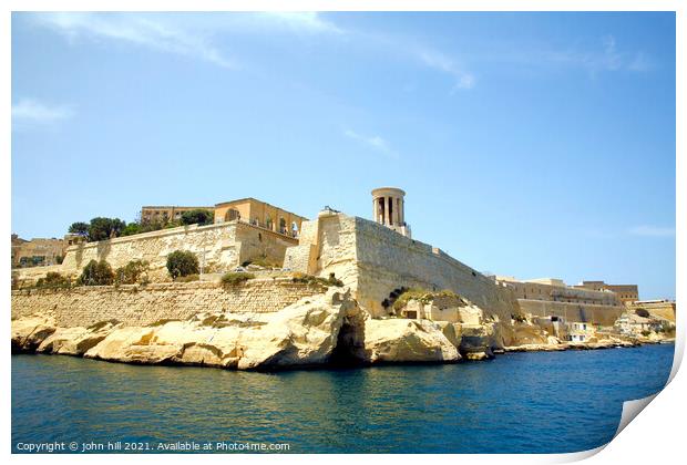 Siege Bell in the Grand harbour at Malta. Print by john hill