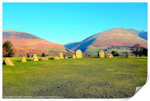 Winter at Castlerigg Stone Circle. Print by john hill