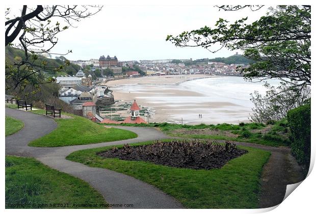 Scarborough at Low tide, North Yorkshire, UK. Print by john hill