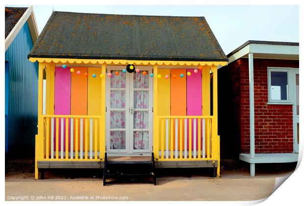 Colorful beach hut. Print by john hill