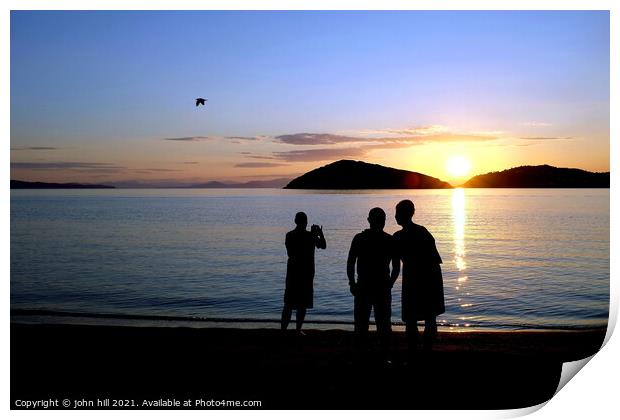 Sunset, Tsougrias Island, Skiathos, Greece. Print by john hill