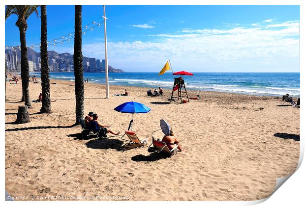 Levante beach, Benidorm, Spain. Print by john hill