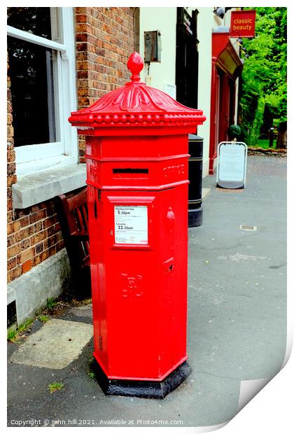 Penfold post box in portrait, Dorchester, Dorset. Print by john hill