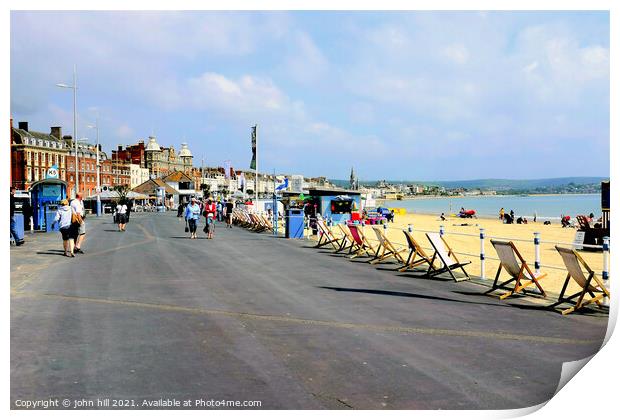 Seafront, Weymouth, Dorset, UK. Print by john hill