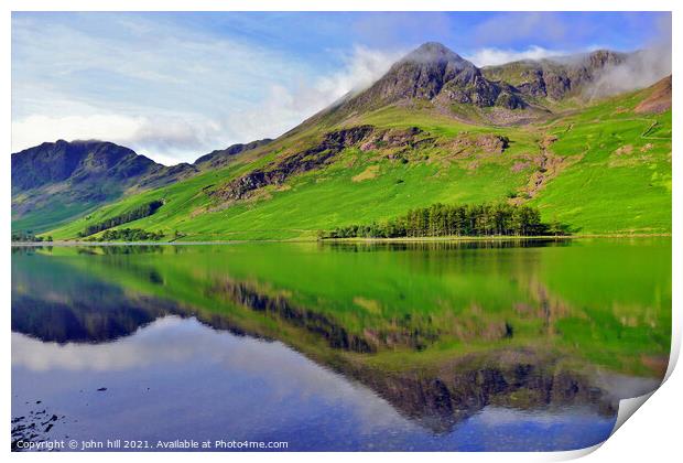 Mountain reflections, Cumbria, UK. Print by john hill