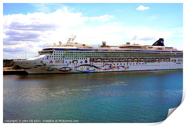 Cruise ship in Dock at Southampton. Print by john hill