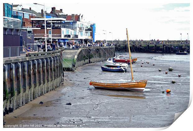 Harbor quay at low tide, Bridlington, Yorkshire, UK. Print by john hill