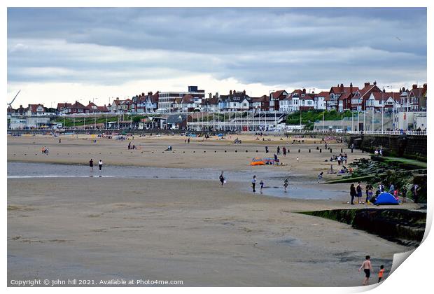 South beach and seafront, Bridlington, Yorkshire, UK. Print by john hill