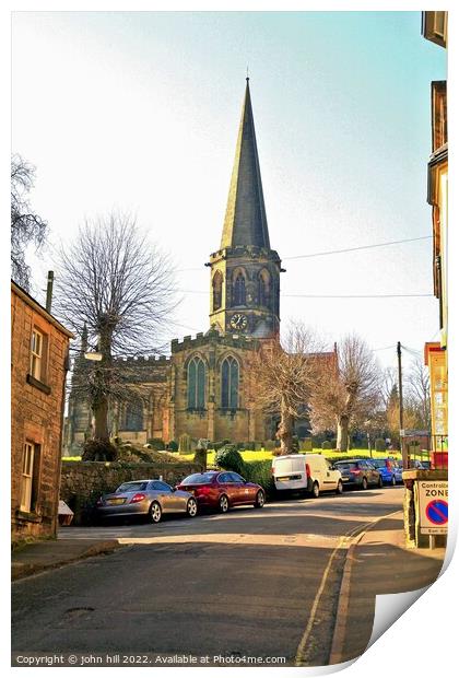 All Saints church, Bakewell, Derbyshire. Print by john hill
