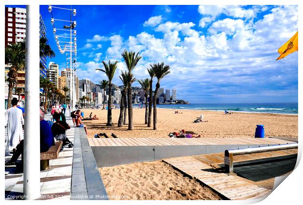 Levante beach, Benidorm, Spain. Print by john hill