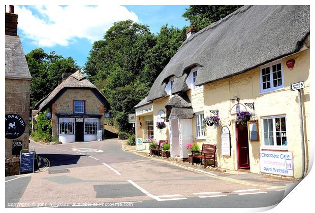 Godshill thatch, Isle of Wight, UK. Print by john hill