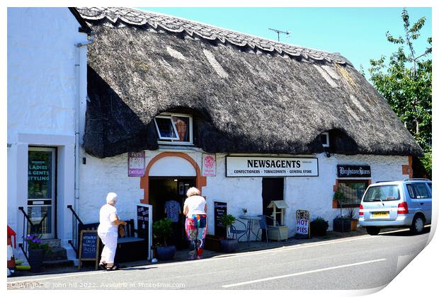 Thatched Village store, Brightstone, Isle of Wight, UK. Print by john hill