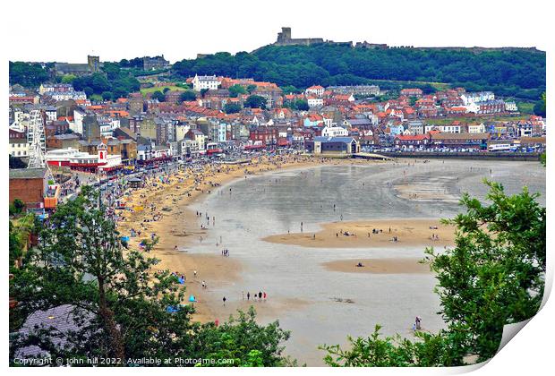 Scarborough South beach at low tide, North Yorkshire, UK. Print by john hill