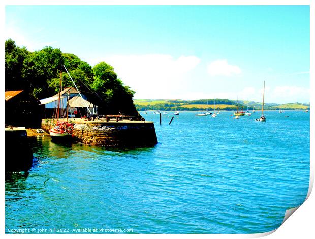 Boatyard on the river Tamar,Cornwall, UK. Print by john hill