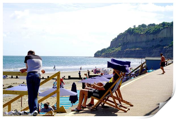 Relaxation, Clock tower beach Shanklin, Isle of Wight. Print by john hill