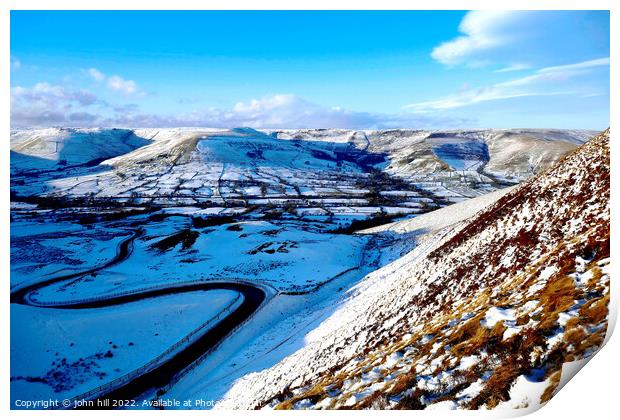 Peak district Vale of Edale in Winter Derbyshire, UK. Print by john hill