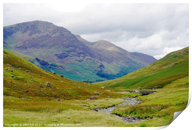 View of High Stile and Red Pike from Honister Pass. Print by john hill