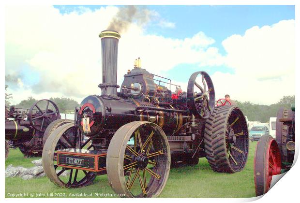 1920 Fowler steam engine. Print by john hill