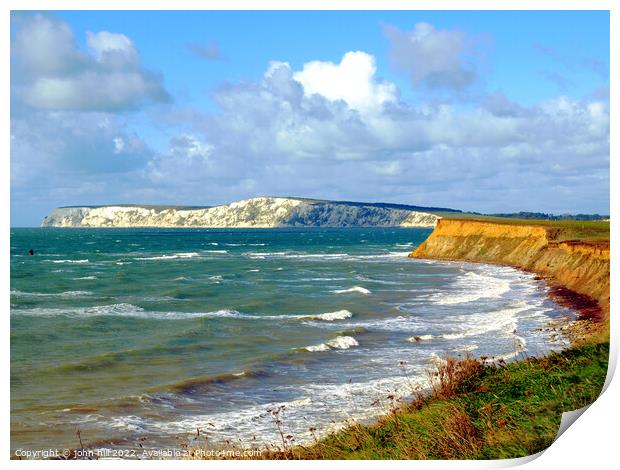 Compton bay on a windy day, Isle of Wight. Print by john hill