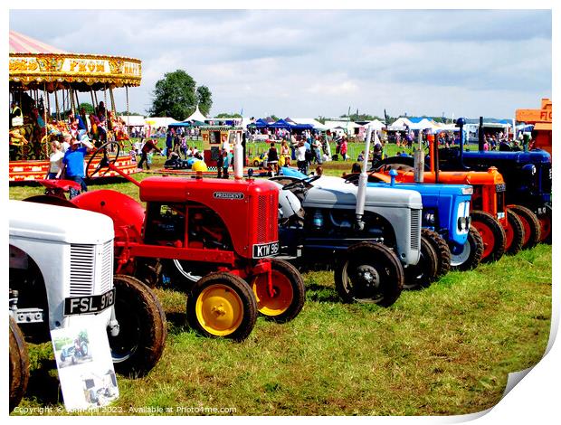 Vintage tractors at Country show. Print by john hill