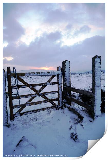 Sunrise over gate to Burbage edge, Derbyshire. Print by john hill