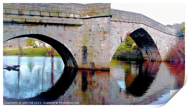 Bridge reflections, Froggatt, Derbyshire, UK. Print by john hill