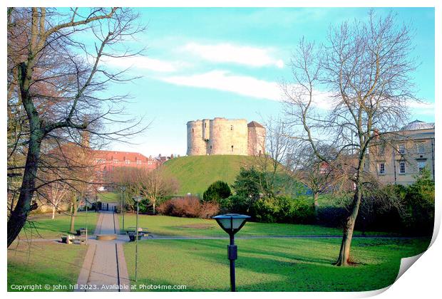 Clifford's tower at York castle. Print by john hill