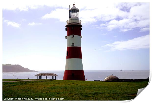 Plymouth Hoe with Smeaton's Lighthouse. Print by john hill