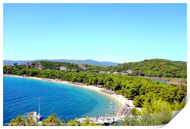 Koukounaries beach, Skiathos, Greece. Print by john hill