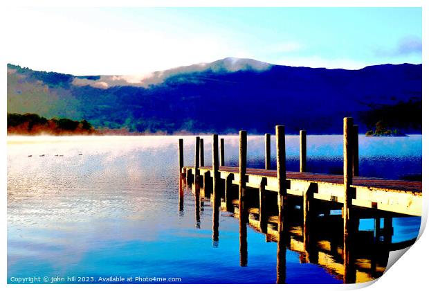Reflections and Mist Derwentwater Cumbria Print by john hill