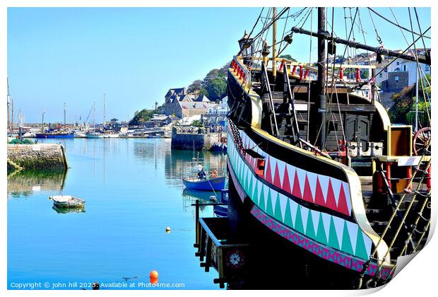 'Golden Hind' replica, Brixham, Devon, UK. Print by john hill