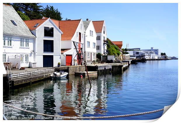 Serene Skudeneshavn: Norway's Quaint Harbour Refle Print by john hill