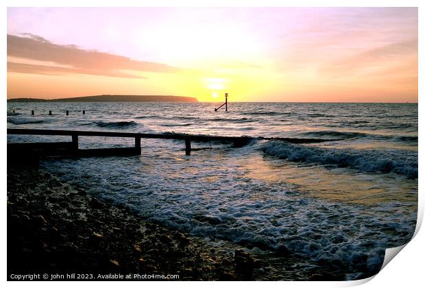 Sunrise over Sandown bay. Print by john hill