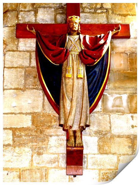 Poignant Wood-Carved Christ, Spalding Church Print by john hill