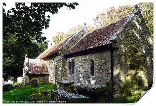 11th Century Church, Bonchurch, Isle of Wight Print by john hill