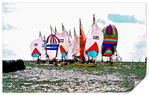 Racing Spinnakers (watercolor effect ) Print by john hill