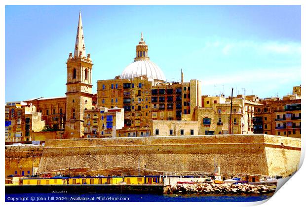 Valletta, Malta. Print by john hill